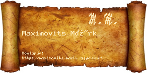 Maximovits Márk névjegykártya